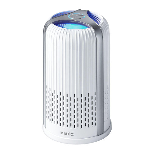 White | Angled view of the white Homedics TotalClean 4-in-1 Small Room Air Purifier