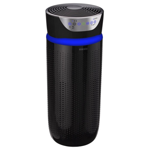 Black | Front view of the black Homedics TotalClean 5-in-1 UV-C Deluxe Large Room Air Purifier