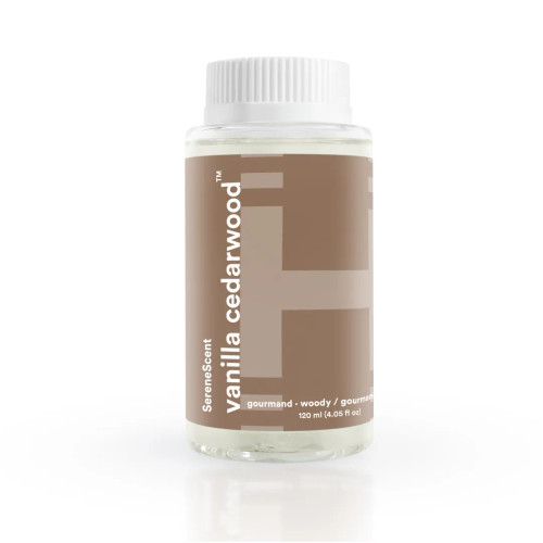 Homedics® SereneScent™ Vanilla Cedarwood comes in a 120 ml bottle