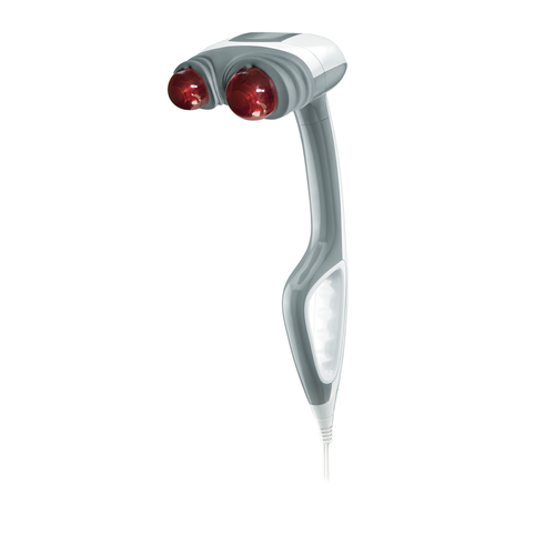 White | Angled view of the Percussion Action Plus Handheld Massager with Heat